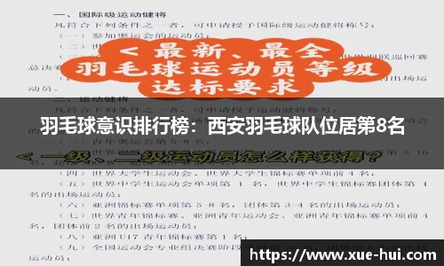 羽毛球意识排行榜：西安羽毛球队位居第8名